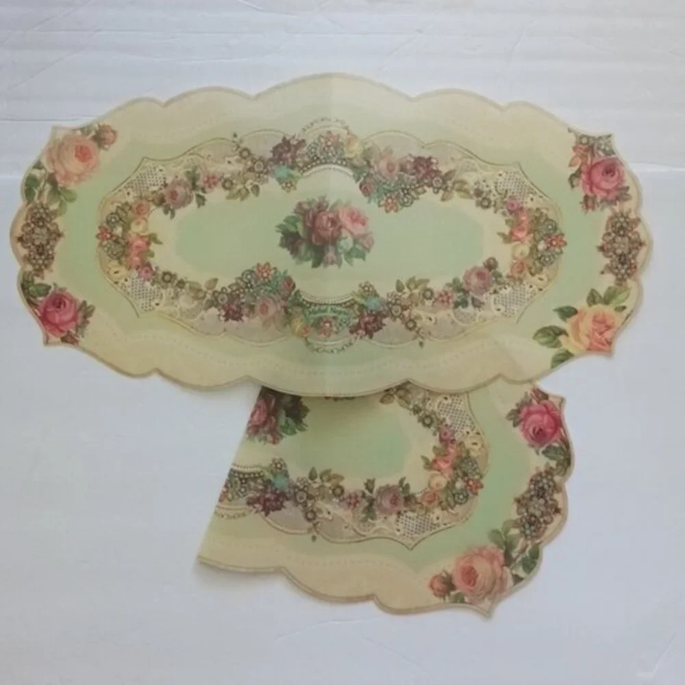 2 pc Michal Negrin Runners Dining Table Kitchen Home Decor Victorian Rose Floral